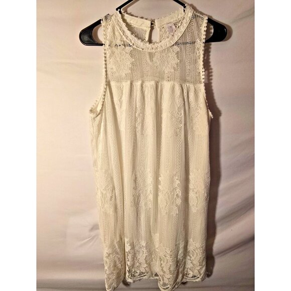 Juniors Plus Size XXL 2X White Lace Beach Dress Sleeveless Soft Girl Vibes - Picture 1 of 3